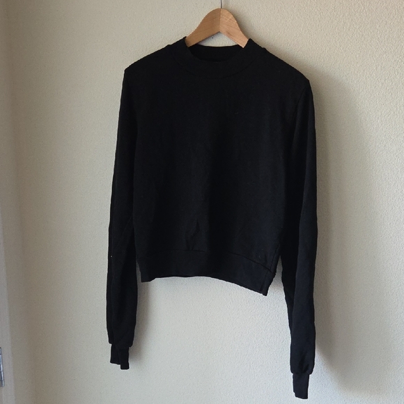 Cotton Citizen Open Back Black Sweatshirt Crew Neck Sz L Made USA 100% Cotton - Picture 2 of 14